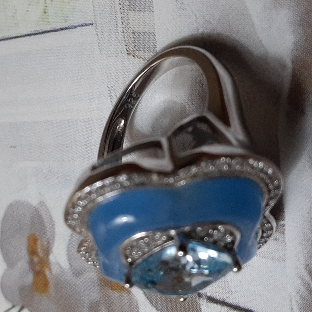 925 Blue Topaz, Burmese Blue Jade and White Zircon. - Picture 8 of 10